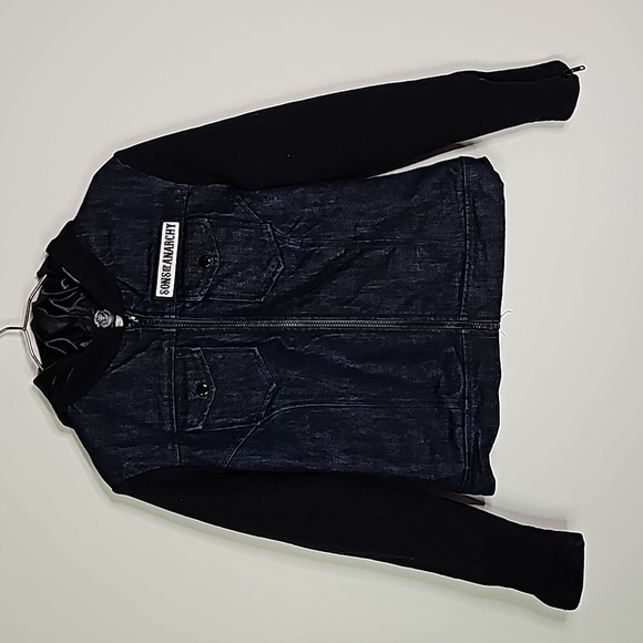 SONS of Anarchy medium black and blue hooded zip up jacket - Picture 1 of 7